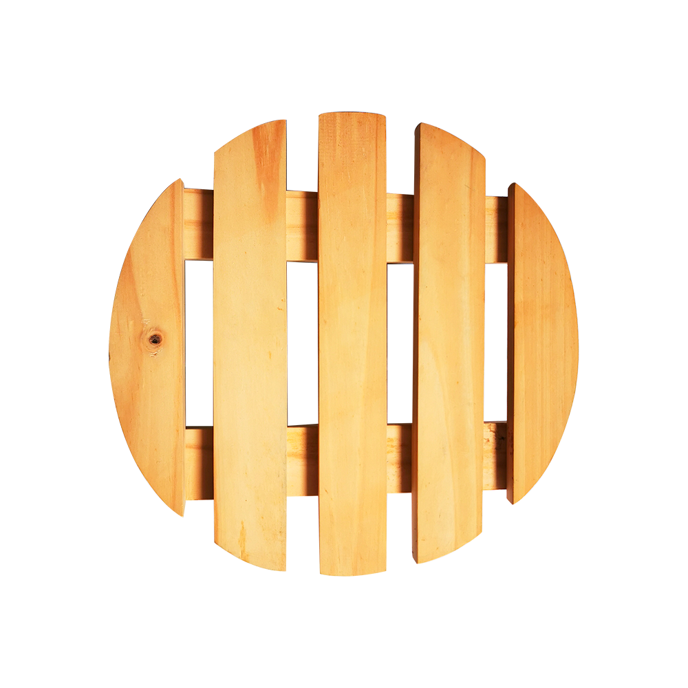 Pine wood natural round movable solid wood planter